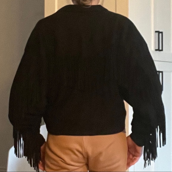 Black suede fringe jacket - Picture 3 of 5